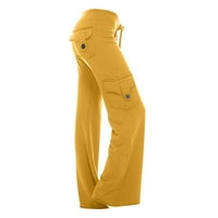 Airpow Slatke pantalone za žene Žene Vježbajte gamaše Stretch Struk dugme Pocket Yoga teretana Loose hlače pantalone za žene za žene