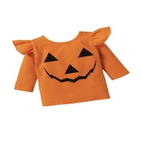 Aturuste Halloween Toddler Girl Pants Postavite dugi ruj ruff blefkin lica Print Pulover TOP + prugaste