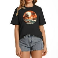 Palm Tree Sunshine Beach Ljeto Žene Slatka grafička majica - majica kratkih rukava s originalnim tiskom