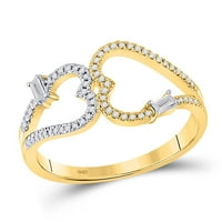 14k žuto zlato baguette Diamond dvostruki srčani prsten cttw