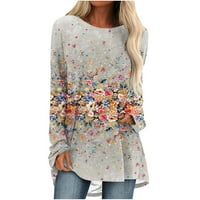 Hueook majice za žene plus veličine dugih rukava Halloween modni print Okrugli vrat majica na vrhu pulover