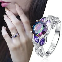 Keusn Šareni oval cirkon zvona Elegantni prsten za rhinestone safir nakit prstenovi žene modni puni