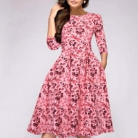 Party Aline Vintage Women Elegent haljina Vestidos Štampanje Ženska haljina duga haljina ružičasta S