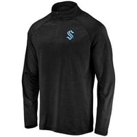 Muška fanatika brendirana crna Seattle Kraken Primarni logo Četvrt-zip pulover Fleece jakna