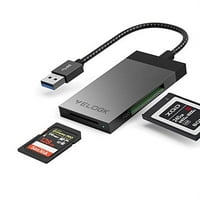 XQD čitač kartica USB 3.0, aluminijumski adapter za čitač memorijskih kartica sa torbicom za proklizavanje i pletenim kablom, kompatibilan sa Sony G serijama, Nikonom, Lexar XQD karticom, SD karticom za Windows Mac OS