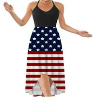 Smilkoo Ženska Dan nezavisnosti Hater Haljina Američka zastava Ispiši Križni leđa Asimetrična haljina