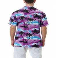Glonme Men Tree Ispisano labava majica Regularna fit Travel bluza Dugme Down Holiday Majica