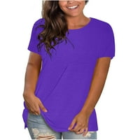 Lovskoo labave bluze za ženska majica s kratkim rukavima od košulje kratkih rukava, ljubičasti