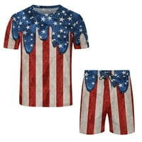 Odijela za muškarce Dan nezavisnosti Zastava tiskani O-izrez kratki rukav i kratke hlače Modni sportski