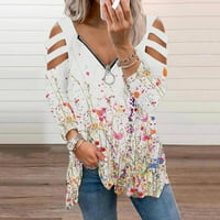 Ženska modna tiskana labava majica dugih rukava V izrez Ležerne prilike plus veličina Bluze Majica Dressy