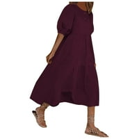 Xinqinghao Žene Čvrsto ležerne haljine za sunčanje Labava kratka haljina kratkih rukava rufflewwer haljina
