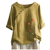 Ženski ljetni casual okrugli vrat kratkih rukava s cvijećem tiskara labave majice