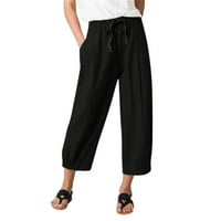Entyinea široke pantalone za noge za žene, žene ženske vrećaste hlače povremeni elastični struk 9 Capri