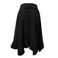 Xiuh suknja za žene Čvrsta boja naletirana suknja s elastičnom strukom ruffle suknja visoki struk nepravilna suknja crne s