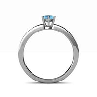 Blue Topaz 7x ovalni pomični pasijans zaručnički prsten 1. Carat u 14k bijelo zlato .Size 7.0