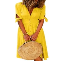 Prednjeg swayl-a Ženska dužina koljena kratki rukav haljina za rublje Rukena haljina košulje WOMNE Solid Color Travel Sandress