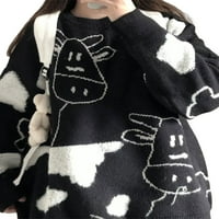 Ciycuit žene džemperi s dugim rukavima kravlje krave od tiskane harajuku labavog pletenog pulover