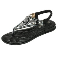 Bohemijske sandale sandale za plažu Flip flops glamurozne sandale za žene za žene Rhinestone Decor Slingback