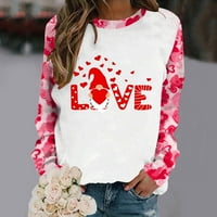 Ženska majica s dugim rukavima Crewneck Labavi Ležerni pulover Valentinovo tiskani hoodie