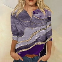 Bluze s rukavima za žene jesen slatki cvjetovi Ispis grafike Plus veličine vrhova pulover, ljubičasta