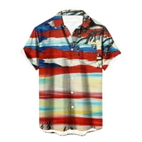 Clearice Muške košulje 4. jula Američki majica Vintage Lan Solid Majica Džebovi za majice Yee Shirts