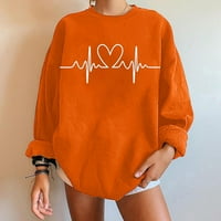 Yuwull Ženski povremeni ispis srca Dukserice Jesen Zimski pulover dugih rukava na vrhu atleizure labav