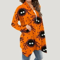 Cardigan za ženske modne Halloween grafički print kaput dugih rukava otvorena fronk jakne kardiganci