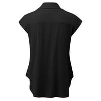 Košulje za žene Ljeto Ležerne prilike pamučno posteljina kratki rukav majica Labavi fit gumb dolje reverske