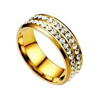 Heiheiup Titanium čelični dvostruki dijamantni prsten korejski stil modni dijamantni par od nehrđajućeg