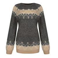 Ženski vrhovi casual moda labavi ispisani labavi dugi rukav džemper Black XL