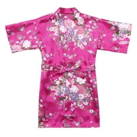 TODDLER Baby Kid Girls cvjetni svileni satenski kimono odijelo ogrtač za spavanje odjeće