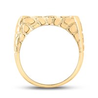 0,50CTW Natural Diamond 10k žuti zlato u bočno pravokutni nugget fignet prsten
