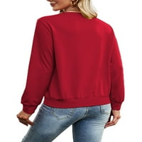 Ženski božićni ispisani posadni vrat dugih rukava Fall majica na vrhu ležerne duksere povremeni pulover