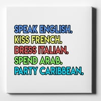 Govorite engleski poljubac francuska haljina italijanski - 8 10 - ukrasna platna zidna umjetnost - bijela