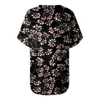 Ženski vrhovi modne žene casual tiskarske košulje s kratkim rukavima s labavim vrhovima V izrez bluza