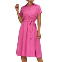Petite ljetne haljine za ženske duljine ljetne haljine casual dugačke ženske ležerne modne gumne u boji
