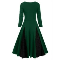 Forestyashe ženske haljine casual womne plus veličine čipkasti panel čipke s dugim rukavima linijski