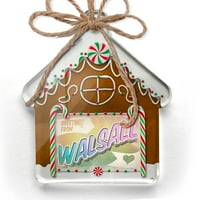 Ornament tiskani jednostrani pozdravi od Walsall, Vintage razglednica Božić Neonblond