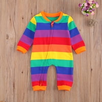 Peyakidsaa novorođene dječake Dječak Djevojka Rainbow Striped Romper dugih rukava s prugaste patentnim