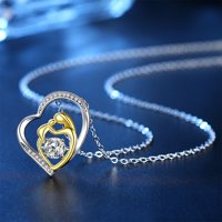 Podplug Valentines Day Pokloni, pokloni za mamu Sterling Majka kćer Ljubav ogrlica od srca