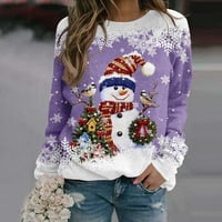 Ženski pulover Top pahuljica Snowman Print Casual Sports 3D Print Active Streetwear Bluza Purple XXXL