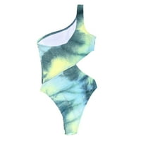 Booker Ženski kupaći kostim Prikrivač KolockBlock Ruffle Jedan ramena kostim za struk bikini kupaći