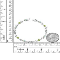 Gem Stone King 2. CT Okrugli Cabochon White Simulirani Opal Green Peridot Sterling Silver Lab Grown
