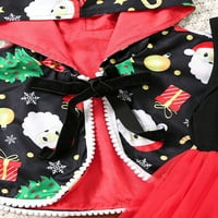 Glookwis Djevojke Crew Crke Božićna haljina Outfit Dvije Xmas haljine postavljaju s kapuljačom Kardigana
