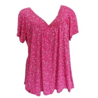 Dezed Womens Ljetne majice Čišćenje Žene plus veličina kratkih rukava V-izrez za bluzu za bluzu od pulover