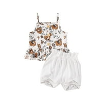 Toddler Djevojka odijela Bowknot remen Crop Top + Polka Dot Shorts Set odjeće