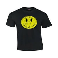 Retro nestrpljiva srećna lica Smile muški majica kratkih rukava Grafički tee-crni-xxl