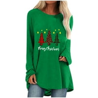 Ženski pad vrhova žena modni božićni ispis dugih rukava majica za bluzu pulover