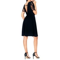 Ženska patchwork čipkaste ramena A-line mini haljina M-2XL