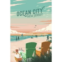 Dekorativni čaj ručnik, pregača Ocean City, New Jersey, Slikarch, Boca ovaj trenutak, Stolice na plaži,